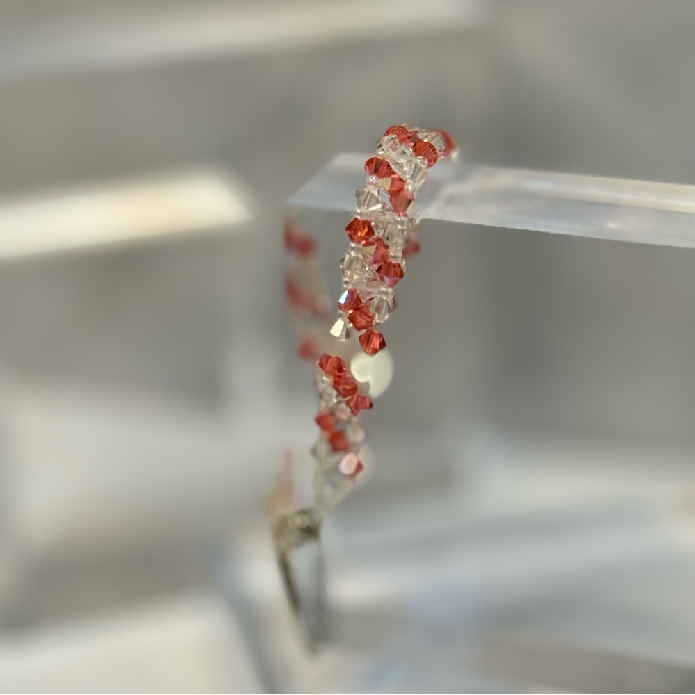 NWT Handmade Braided Bracelet With Swarovski Crystals Magnetic Clasp (Rose AB) - Picture 7 of 10